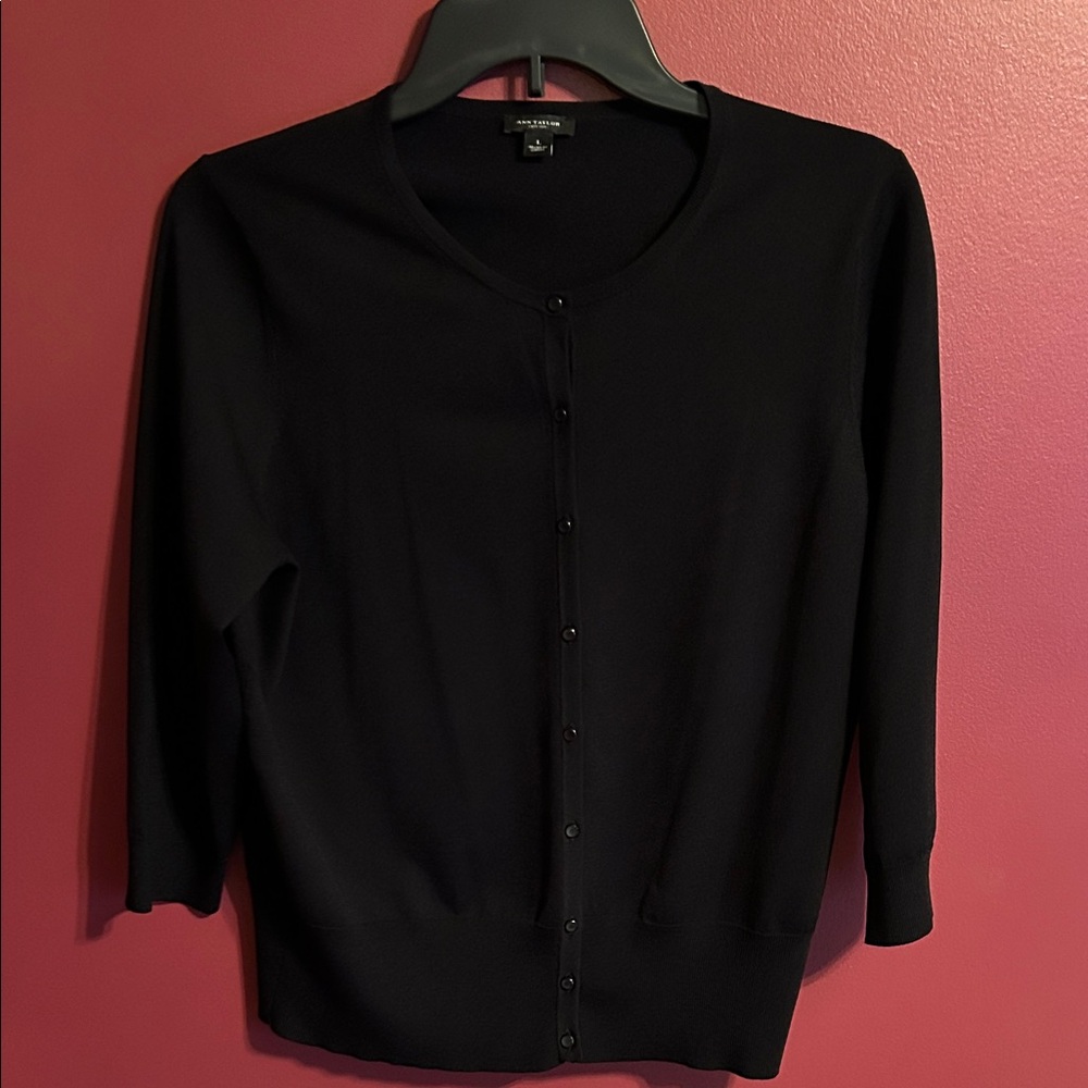 Ann Taylor Black Button-Up Cardigan